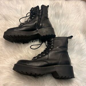 black combat boots
